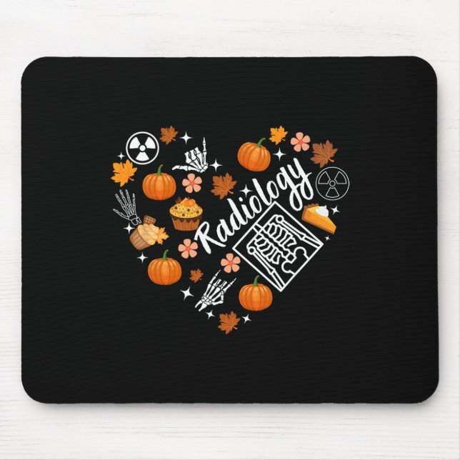 Radiology Fall Heart Xray Tech Autumn Pumpkin Than Mouse Pad (Front)