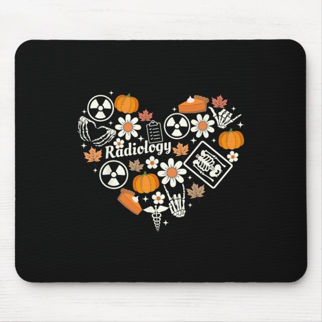 Radiology Fall Heart Xray Tech Autumn Pumpkin Than Mouse Pad (Front)