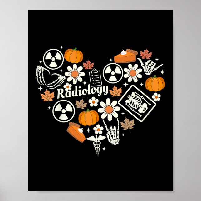 Radiology Fall Heart Xray Tech Autumn Pumpkin Than Poster (Front)
