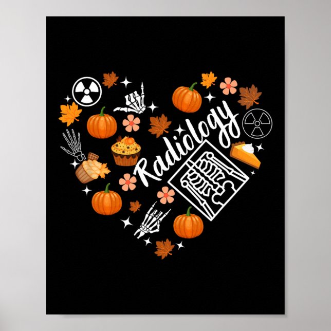 Radiology Fall Heart Xray Tech Autumn Pumpkin Than Poster (Front)