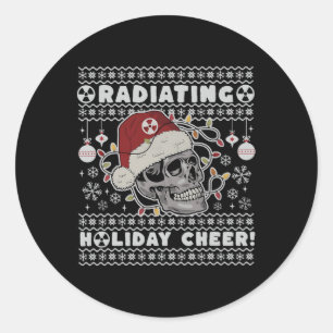 Radiology Radiating Holiday Cheer X-ray Skeleton C Classic Round Sticker