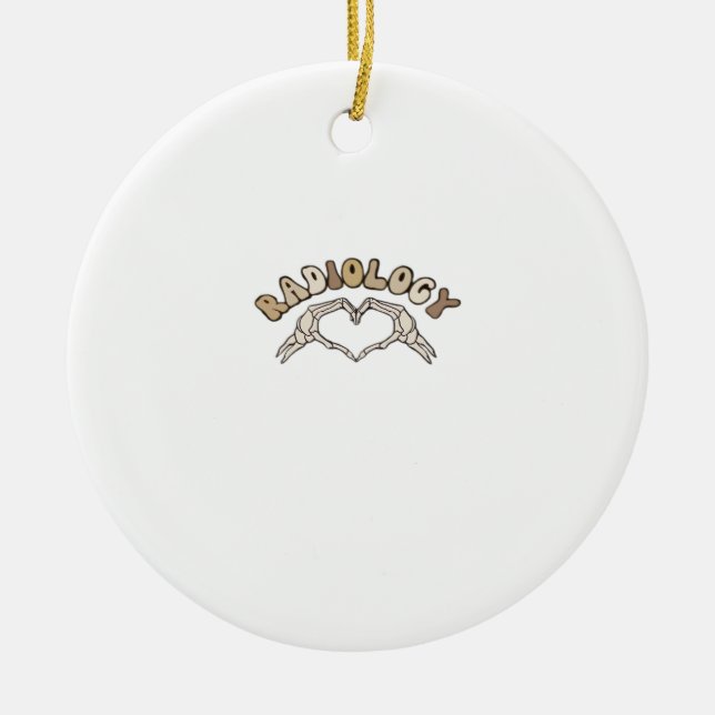 Radiology Skeleton Heart Hands Classic Ceramic Ornament (Front)
