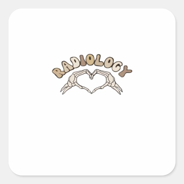 Radiology Skeleton Heart Hands Classic Square Sticker (Front)