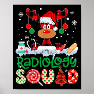 Radiology Squad Nurse Reindeer Buffalo Red Plaid C Poster