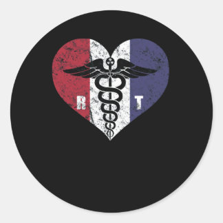 Radiology Tech American Flag Love Classic Round Sticker
