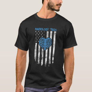 RADIOLOGY TECH American Flag Ribs Heart Design  T-Shirt