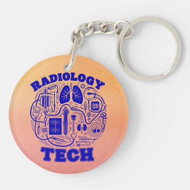 Radiology Tech Keychain, Double sided Key Ring (Back)