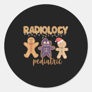 Radiology Tech Pediatric Christmas Gingerbread Man Classic Round Sticker