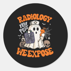 Radiology You Pose We Expose Retro Halloween Xray  Classic Round Sticker