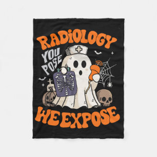 Radiology You Pose We Expose Retro Halloween Xray Fleece Blanket