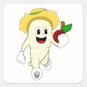 Radish as Farmer with Fruit Square Sticker