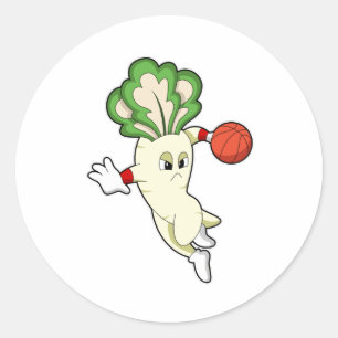 Radish at Basketball Sports Classic Round Sticker