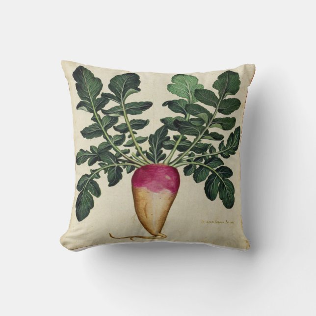 Radish botanical vegetable design - throw pillow (Front)