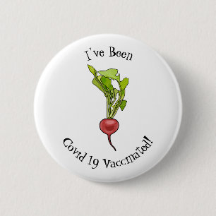 Radish cartoon illustration 6 cm round badge