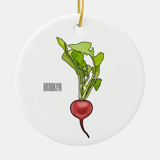 Radish cartoon illustration  ceramic ornament (Front)