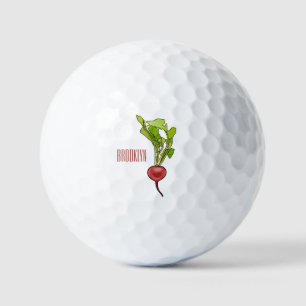Radish cartoon illustration golf balls