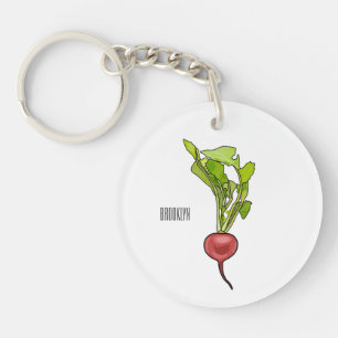 Radish cartoon illustration  key ring