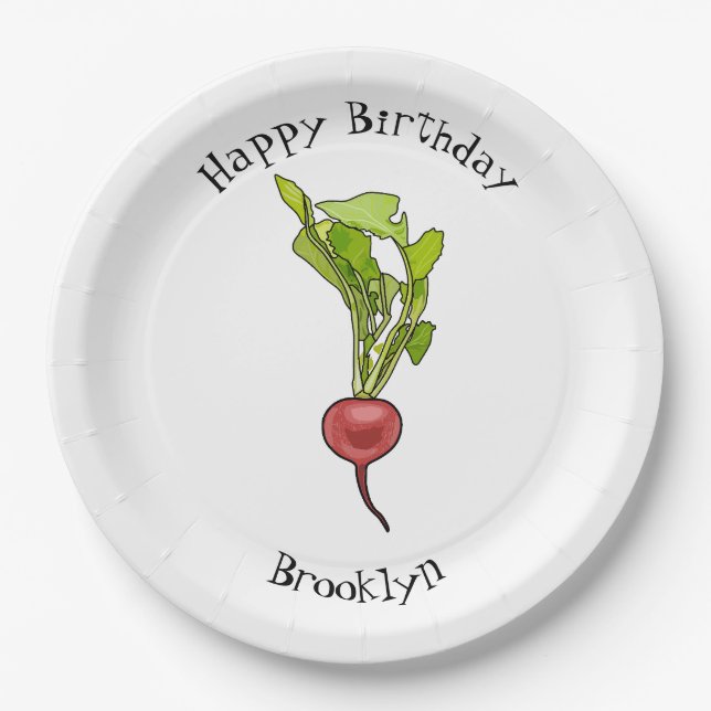 Radish cartoon illustration paper plate (Front)