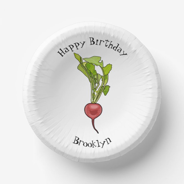 Radish cartoon illustration paper plate (Front)