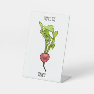 Radish cartoon illustration pedestal sign