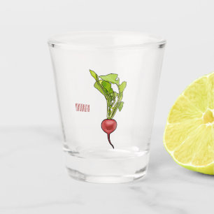 Radish cartoon illustration shot glass