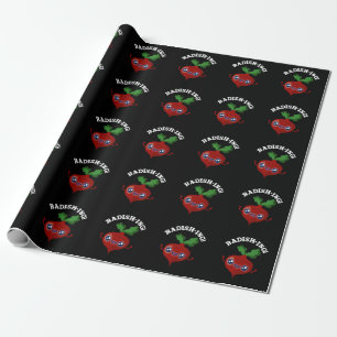 Radish-ing Funny Veggie Radish Pun Dark BG Wrapping Paper
