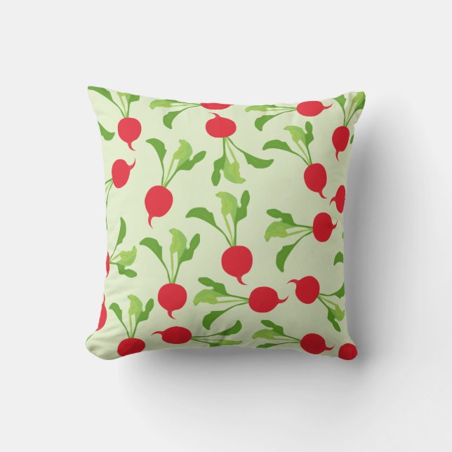 Radish Red Green Pattern Cushion (Front)