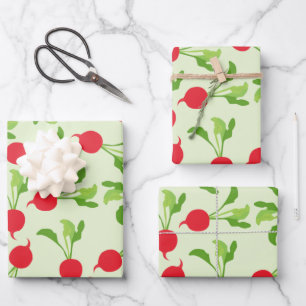 Radish Red Green Pattern Wrapping Paper Sheet