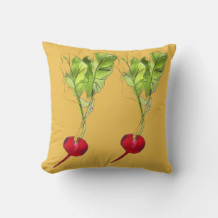 Radish vegetable watercolour art illustration cushion