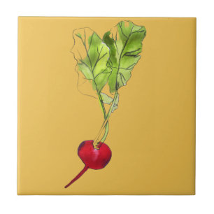 Radish vegetable watercolour illustration art ceramic tile