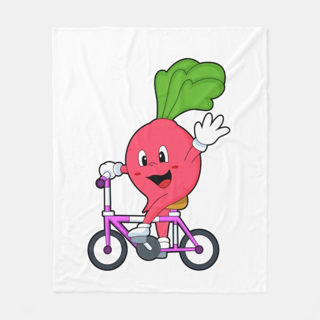 Radish with Bicycle Fleece Blanket (Front)