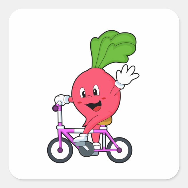 Radish with Bicycle Square Sticker (Front)