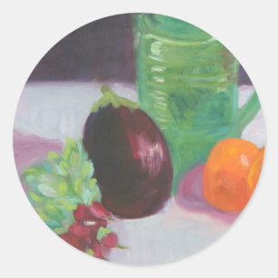 Radishes Aubergine and Oranges Classic Round Sticker