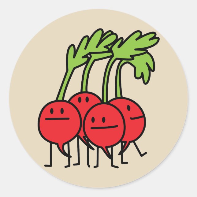 Radishes Happy Bunch vegetable radish group organi Classic Round Sticker (Front)