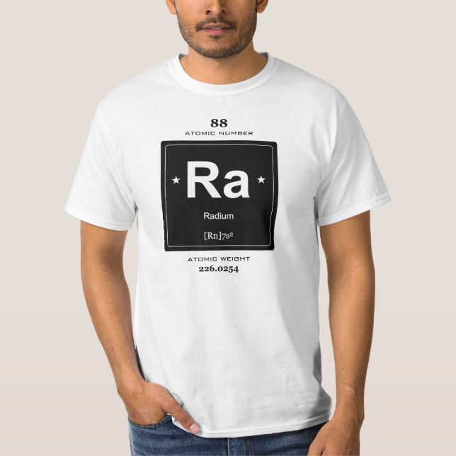 Radium Chemical Element t-shirt with vintage badge (Front)