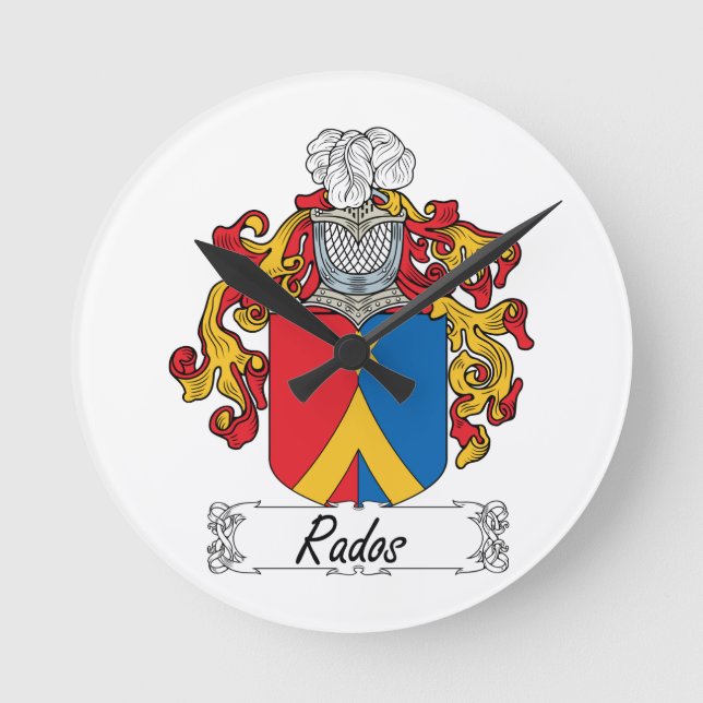 Rados Family Crest Round Clock (Front)