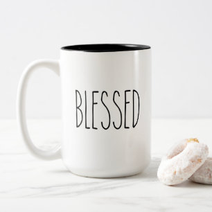 RAE DUNN Inspired Blessed Modern Farmhouse Style Two-Tone Coffee Mug