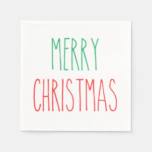 RAE DUNN Inspired Merry Christmas red and green  Napkin