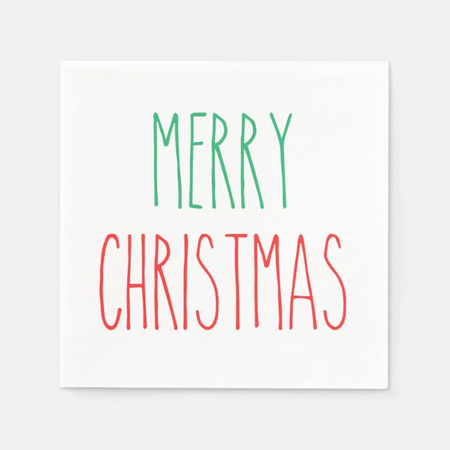 RAE DUNN Inspired Merry Christmas red and green  Napkin (Front)