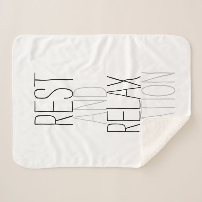 Rae Dunn Inspired Rest and Relaxation Sherpa Blanket (Front (Horizontal))