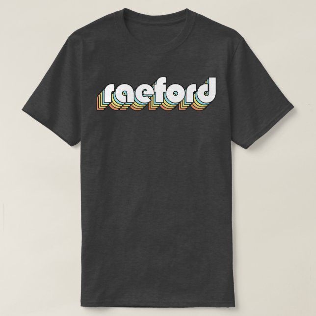 Raeford Retro Rainbow Typography Faded Style T-Shirt (Design Front)