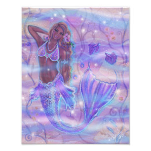 Raeni Mermaid with purple bettas by Renee Lavoie  Photo Print