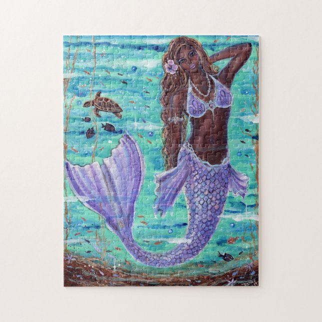 Raeni Mermaid with sea turtle by Renee Lavoie Jigsaw Puzzle (Vertical)