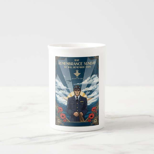 RAF Art Deco Remembrance Day Edition Bone China Mug (Front)
