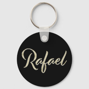 Rafael Name whitegold Button Schlüsselanhänger Key Ring