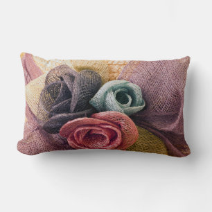 Raffia Roses  Lumbar Cushion