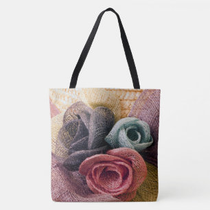 Raffia Roses Tote Bag