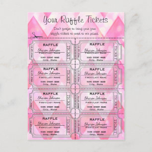 Raffle Tickets Pink Chevron Postcard