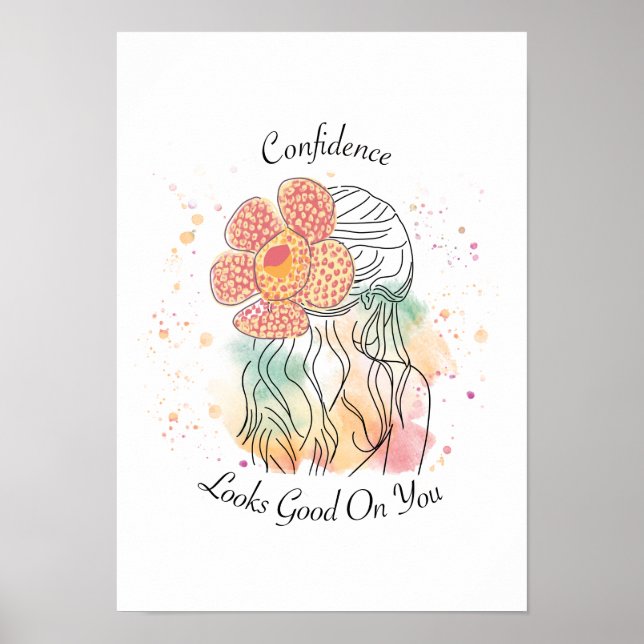 Rafflesia Flower line art woman watercolour design Poster (Front)