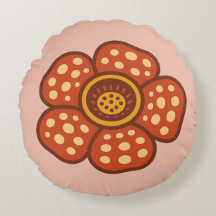 Rafflesia Flower – Retro Illustration Design Round Cushion